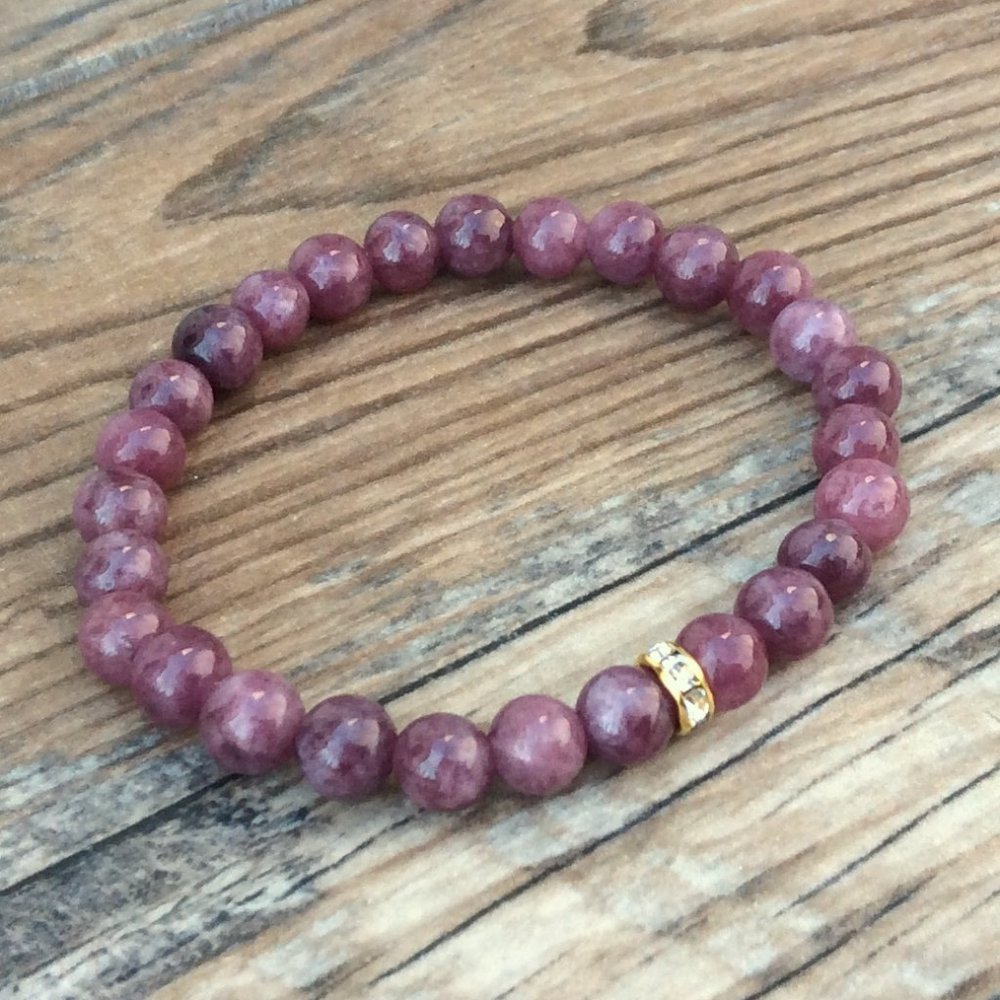 Pink Lepidolite bracelet, crystal healing